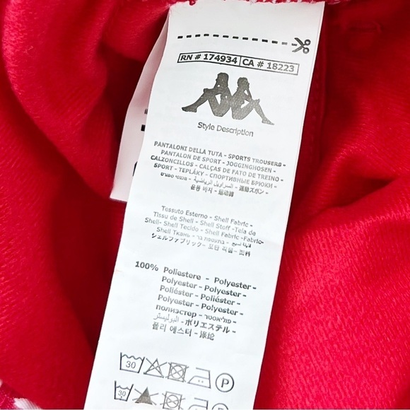 NWT Kappa 222 Banda Wrastoria Track Pants in Red/White - Picture 7 of 7